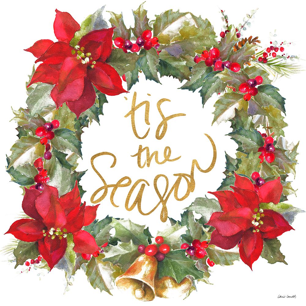 Tis The Season Holiday Wreath art print by Lanie Loreth for $57.95 CAD