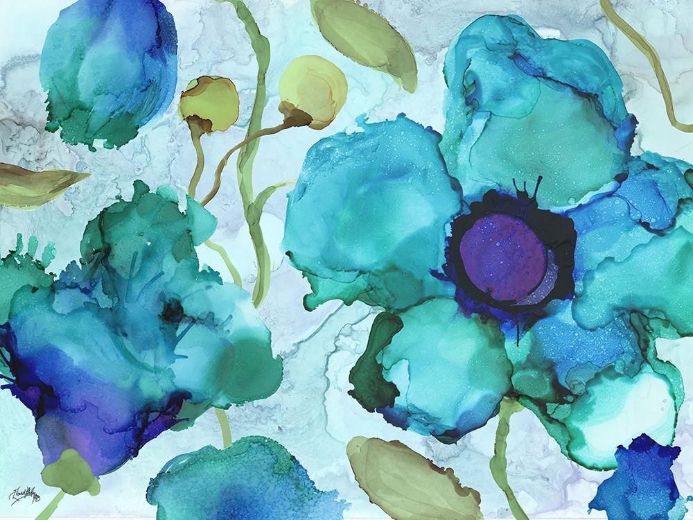 Aqua Poppies II art print by Elizabeth Medley for $57.95 CAD