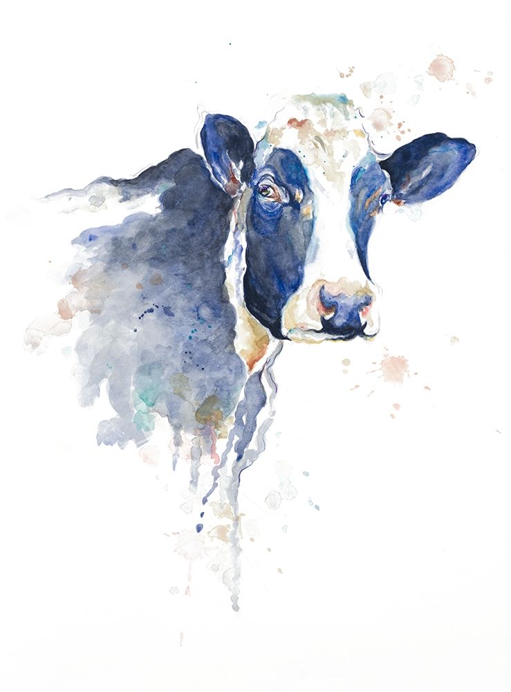 Watercolor Blue Cow art print by Patricia Pinto for $57.95 CAD