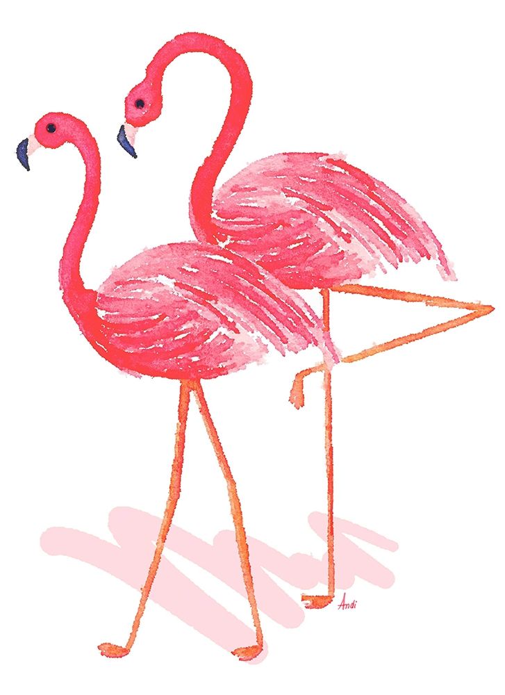 Flamingo Walk Watercolor II art print by Andi Metz for $57.95 CAD