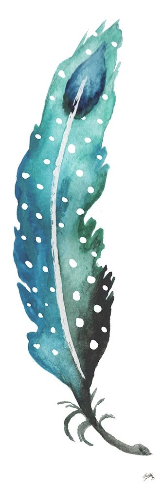 Dotted Blue Feather I art print by Elizabeth Medley for $57.95 CAD