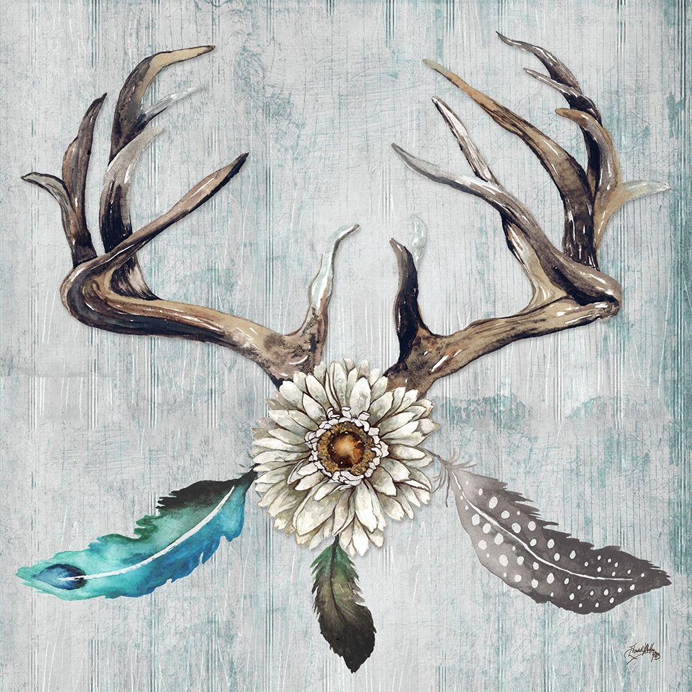 Feathery Antlers I art print by Elizabeth Medley for $57.95 CAD