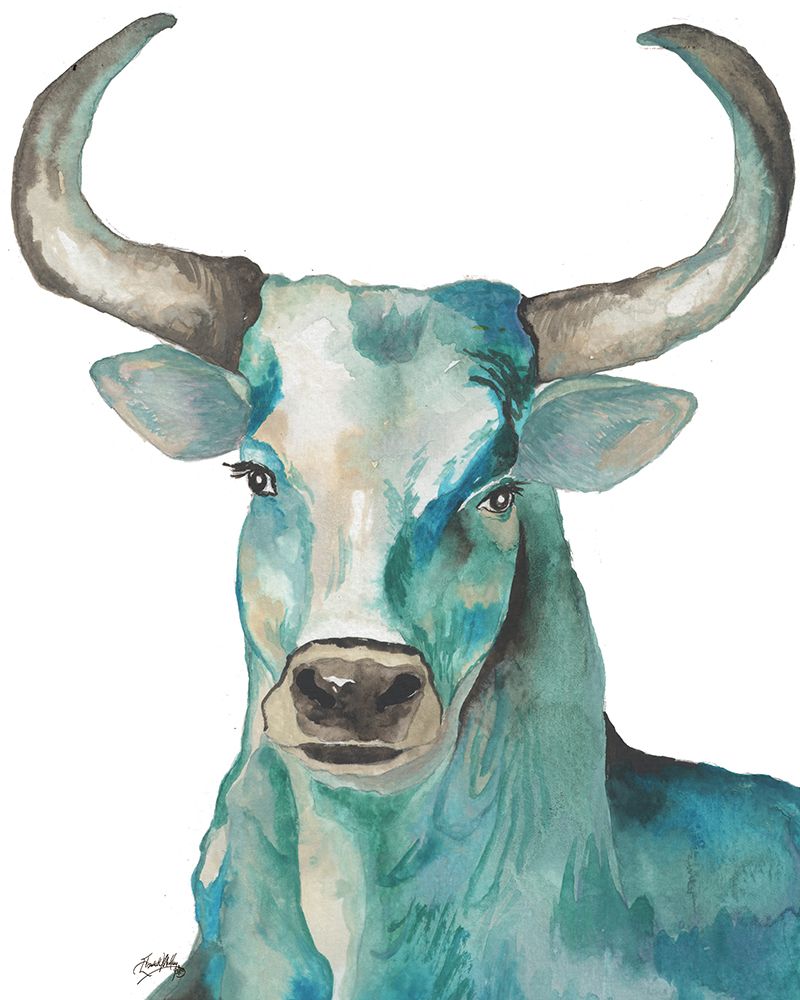 Teal Steer art print by Elizabeth Medley for $57.95 CAD