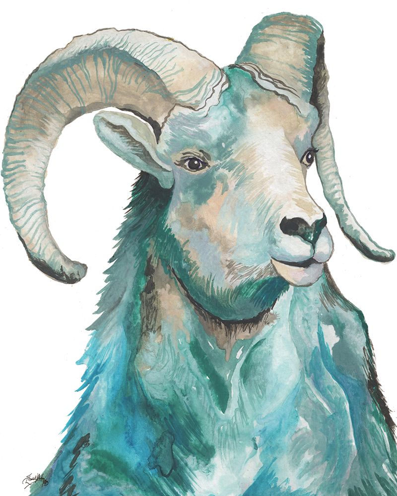 Teal Ram art print by Elizabeth Medley for $57.95 CAD