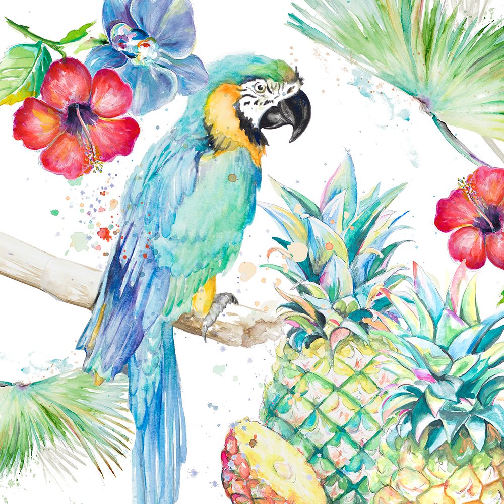 Parrot on Tropical Background art print by Patricia Pinto for $57.95 CAD