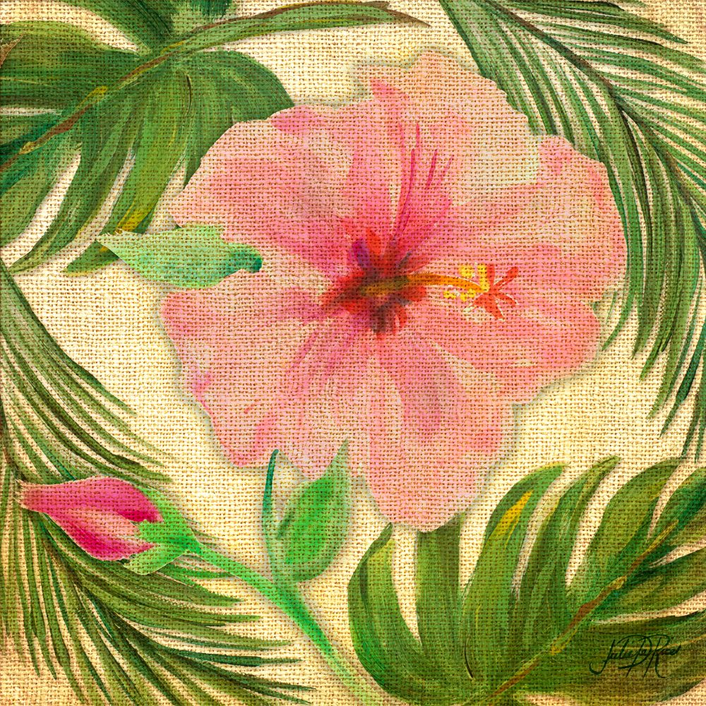 Tropical Hibiscus on Burlap art print by Julie DeRice for $57.95 CAD