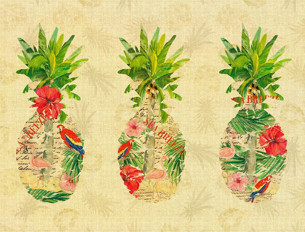 Triple Tropical Pineapple Collage art print by Julie DeRice for $57.95 CAD
