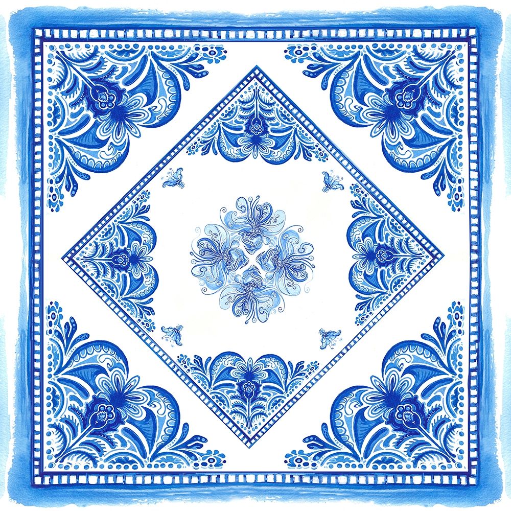 Artisan Tile Blue II art print by Diannart for $57.95 CAD