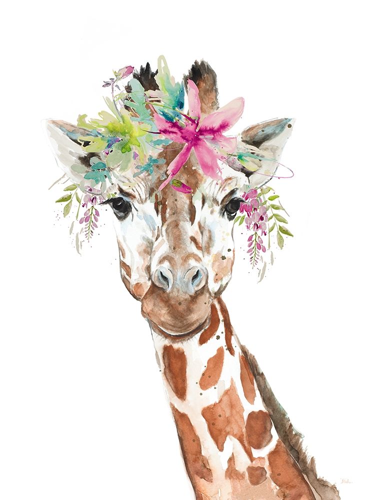 Giraffe With FLoral Crown art print by Patricia Pinto for $57.95 CAD