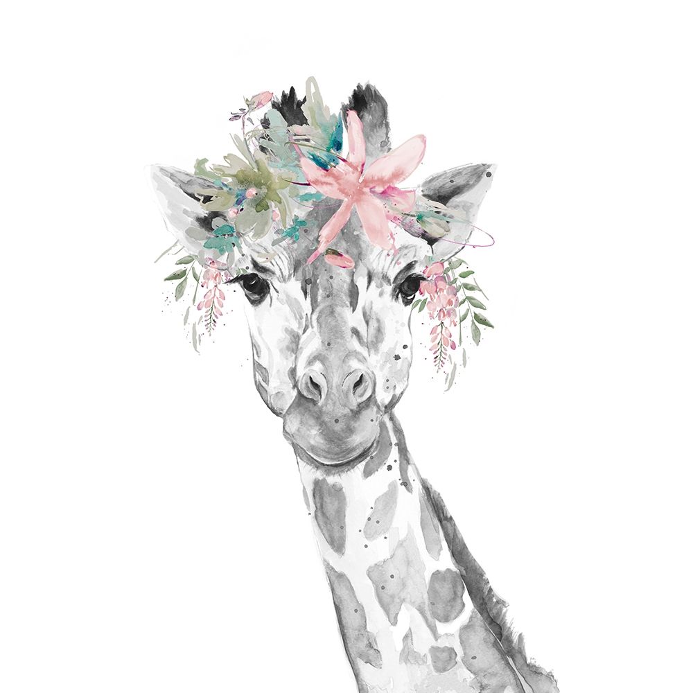 Water Giraffe with Floral Crown Square art print by Patricia Pinto for $57.95 CAD