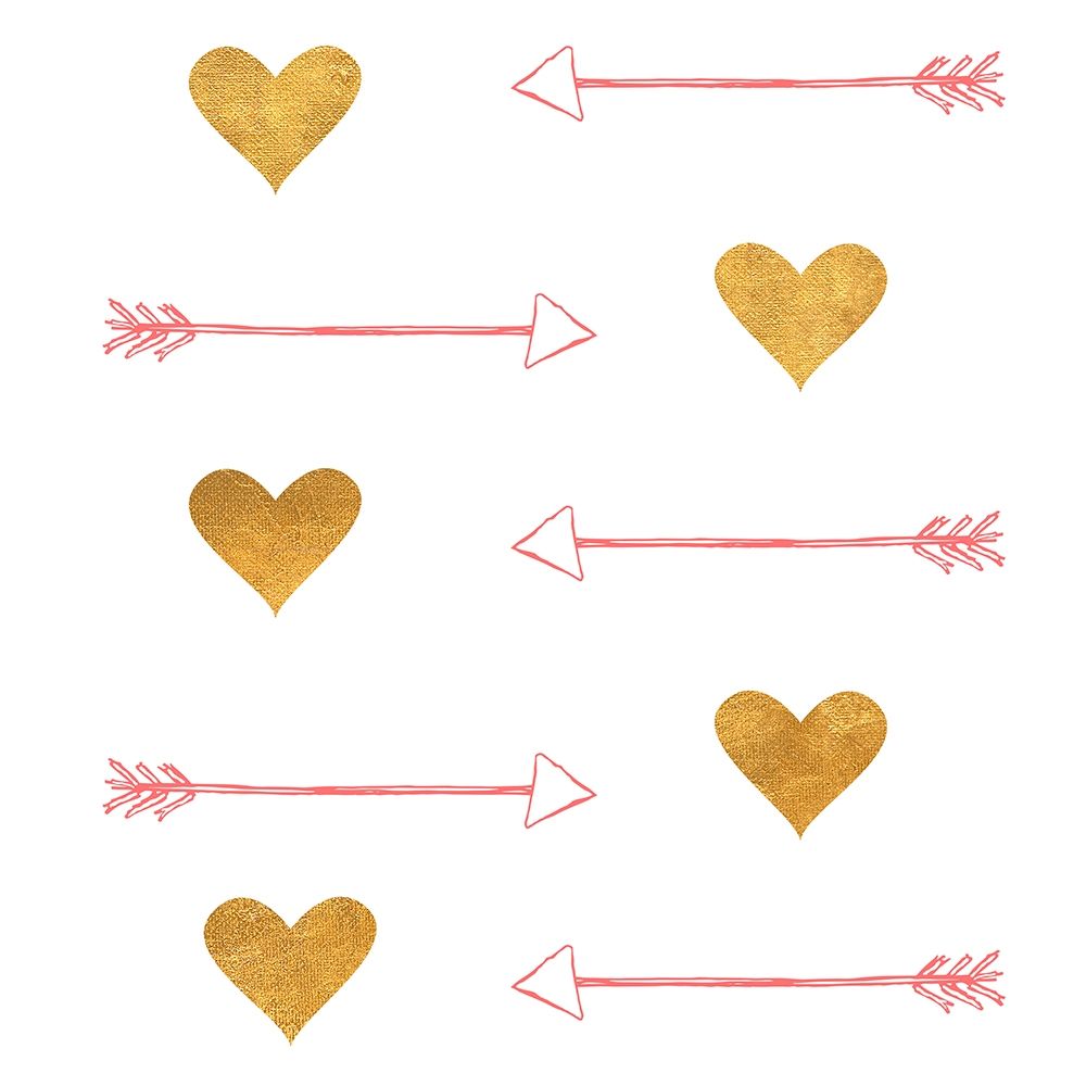 Gold Hearts and Arrows art print by SD Graphics Studio for $57.95 CAD