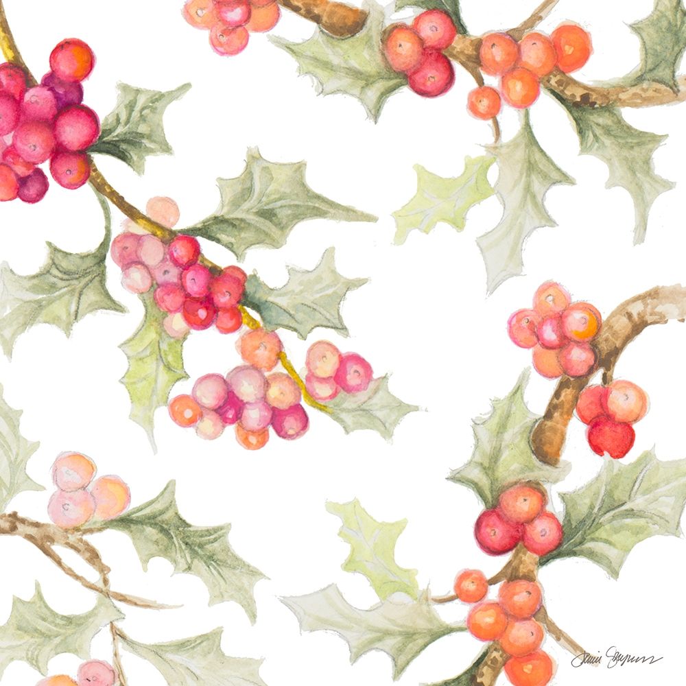 Watercolor Holly I art print by Janice Gaynor for $57.95 CAD
