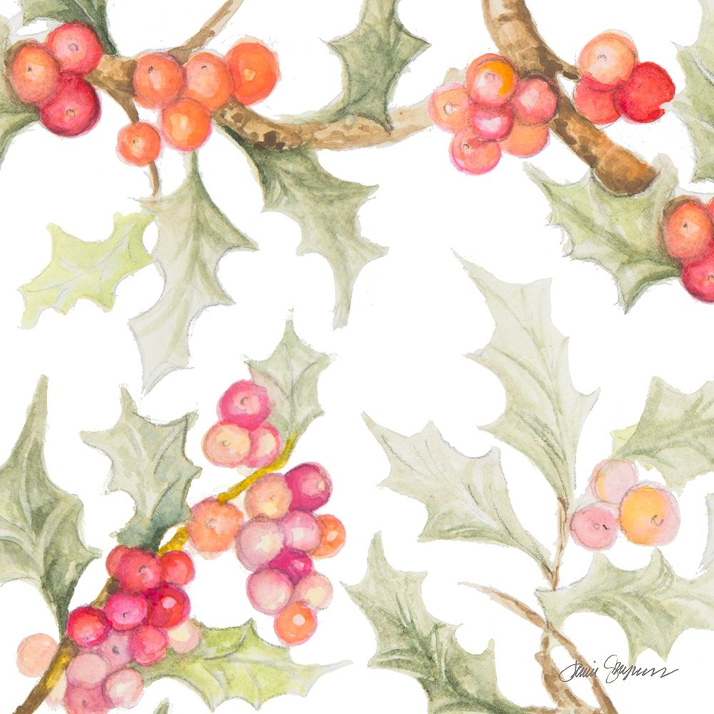 Watercolor Holly II art print by Janice Gaynor for $57.95 CAD