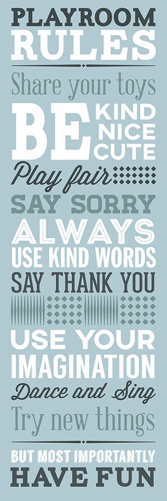 Playroom Rules art print by SD Graphics Studio for $57.95 CAD