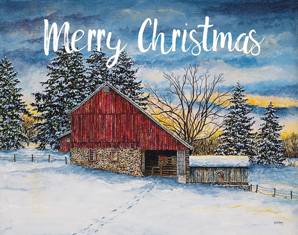 Merry Christmas Barn art print by James Redding for $57.95 CAD