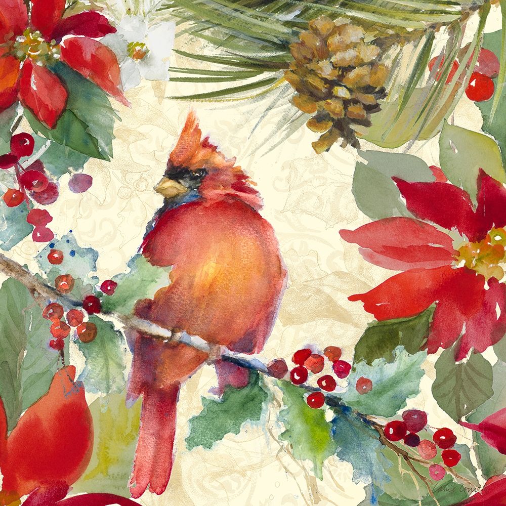 Cardinal and Pinecones II art print by Lanie Loreth for $57.95 CAD