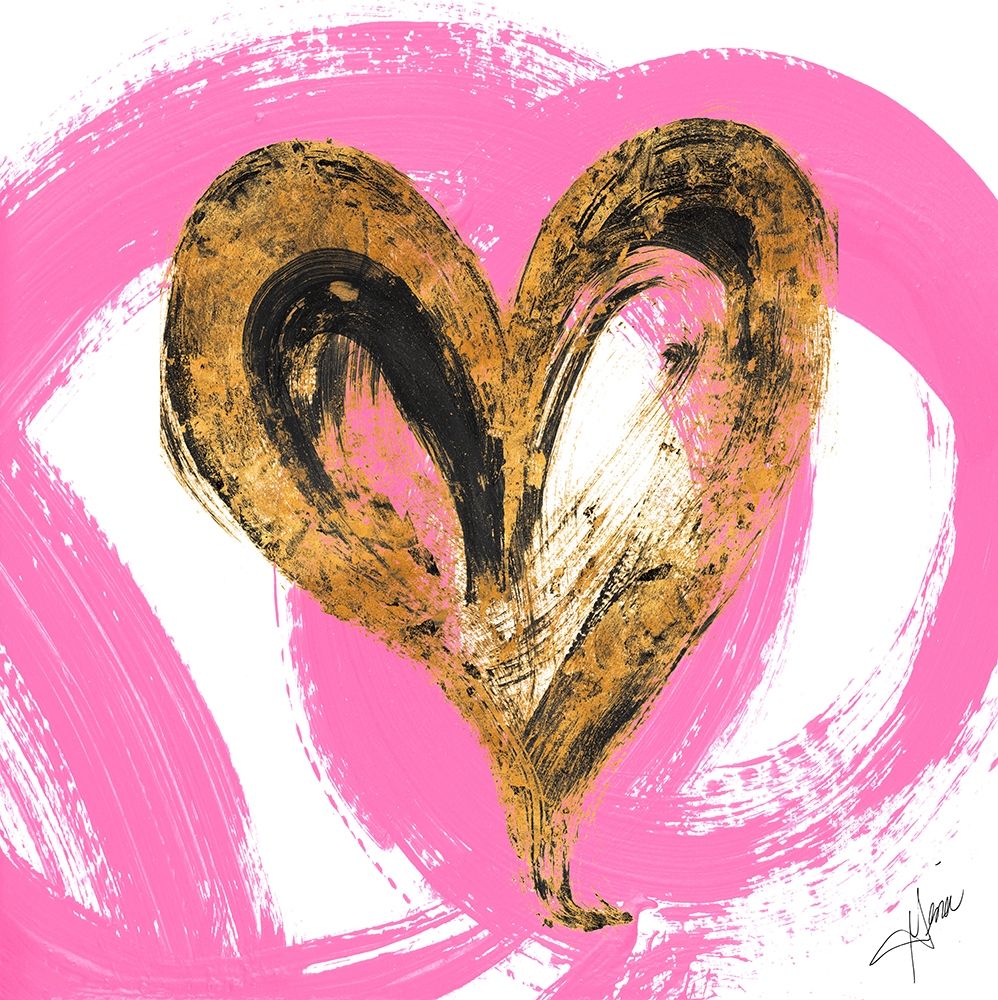 Pink and Gold Heart Strokes I art print by Gina Ritter for $57.95 CAD