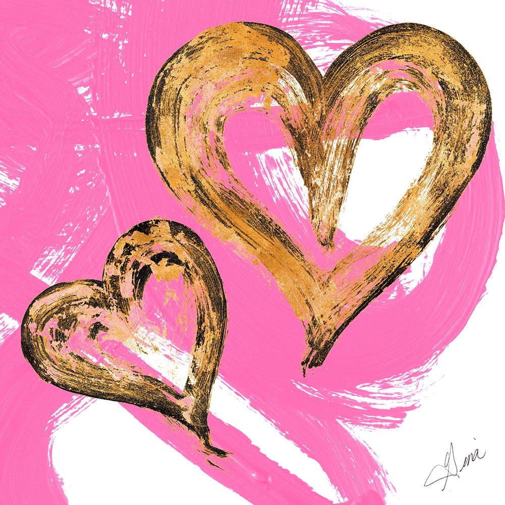 Pink and Gold Heart Strokes II art print by Gina Ritter for $57.95 CAD