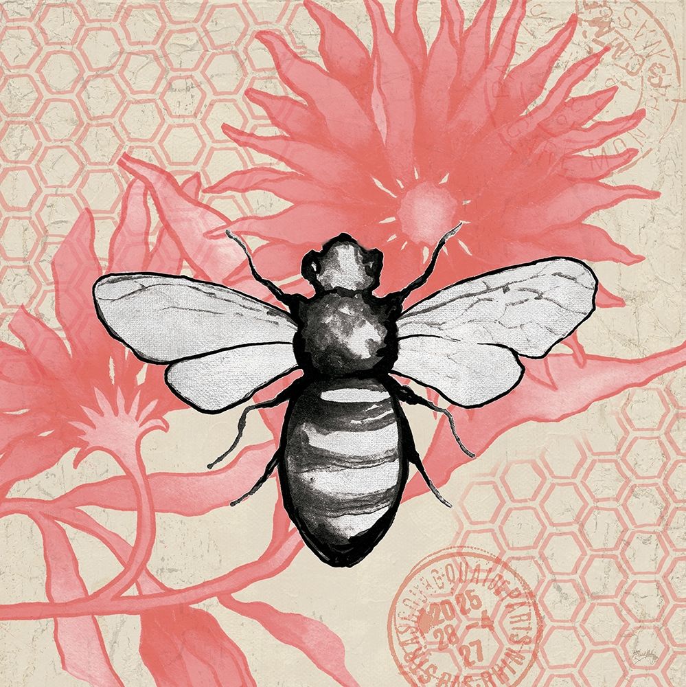 Bee on Pink Flower Square art print by Elizabeth Medley for $57.95 CAD