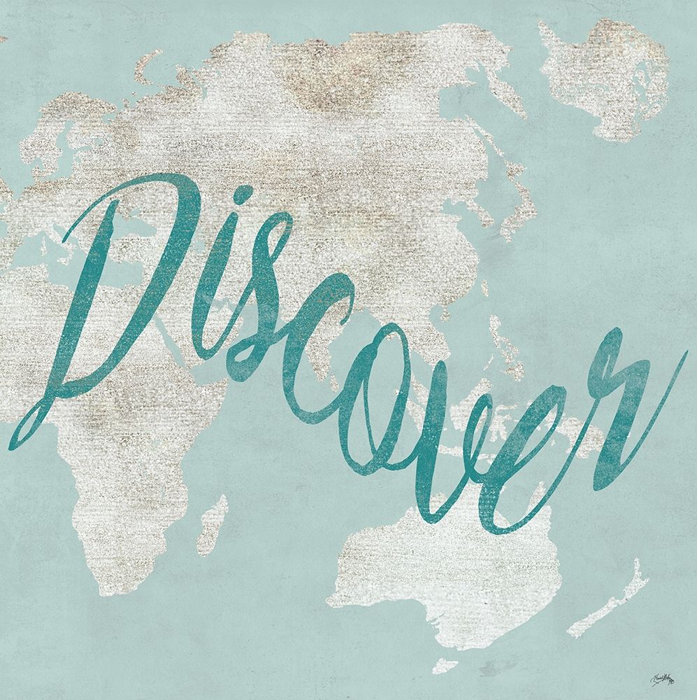 Teal Discover Map II art print by Elizabeth Medley for $57.95 CAD