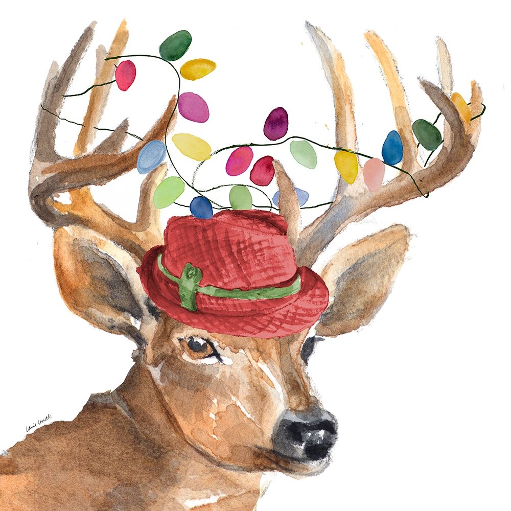 Christmas Light Reindeer Hat art print by Lanie Loreth for $57.95 CAD