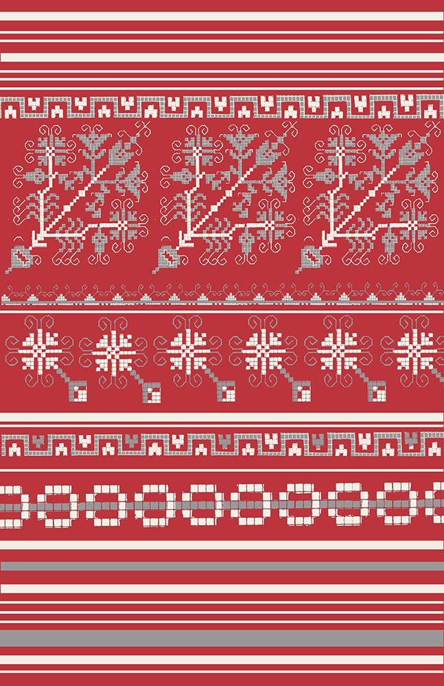 Nordic Cross Stitch Red art print by Nicholas Biscardi for $57.95 CAD