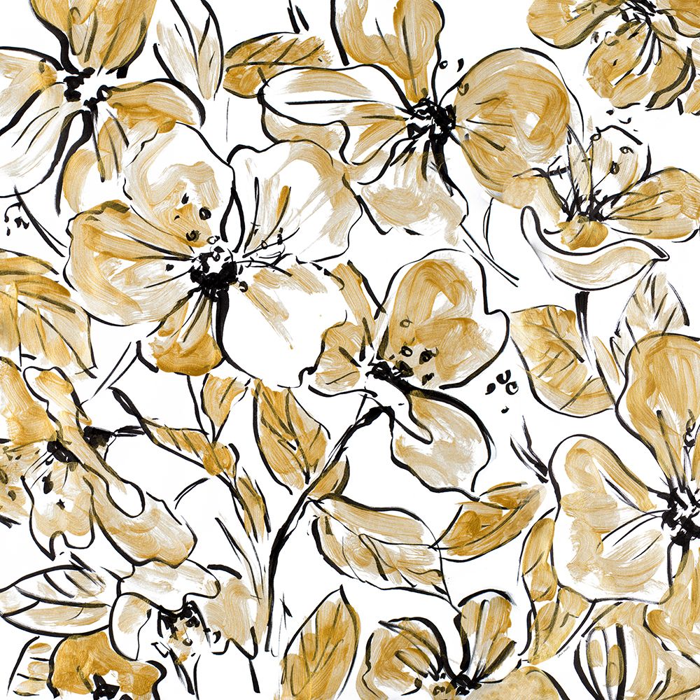 Golden Sketch Floral Square art print by Lanie Loreth for $57.95 CAD