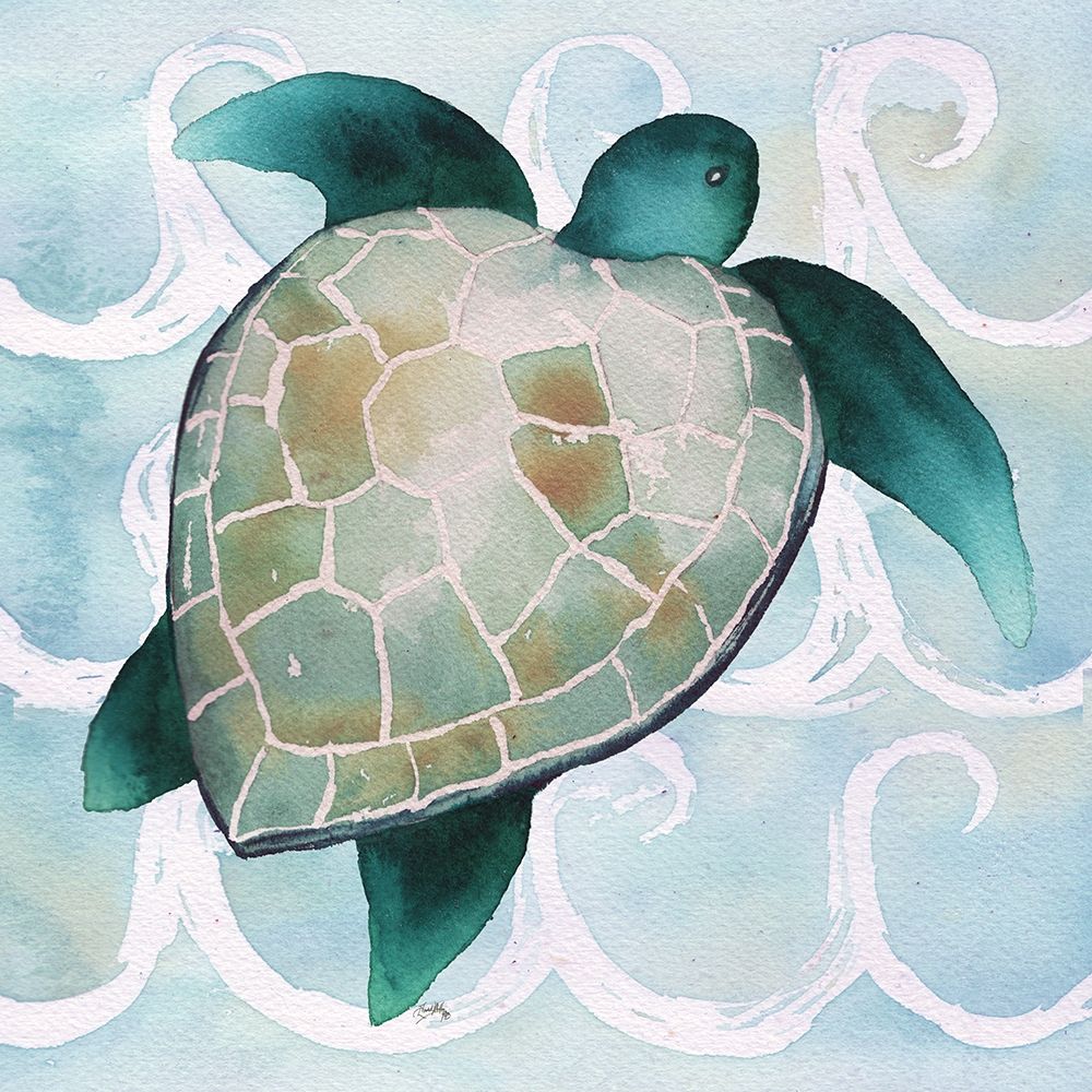 Sea Creatures on Waves III art print by Elizabeth Medley for $57.95 CAD