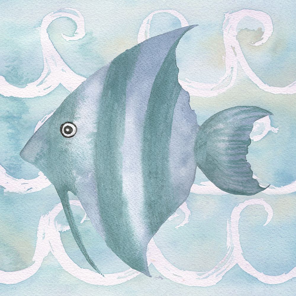Azure Sea Creatures IV art print by Elizabeth Medley for $57.95 CAD