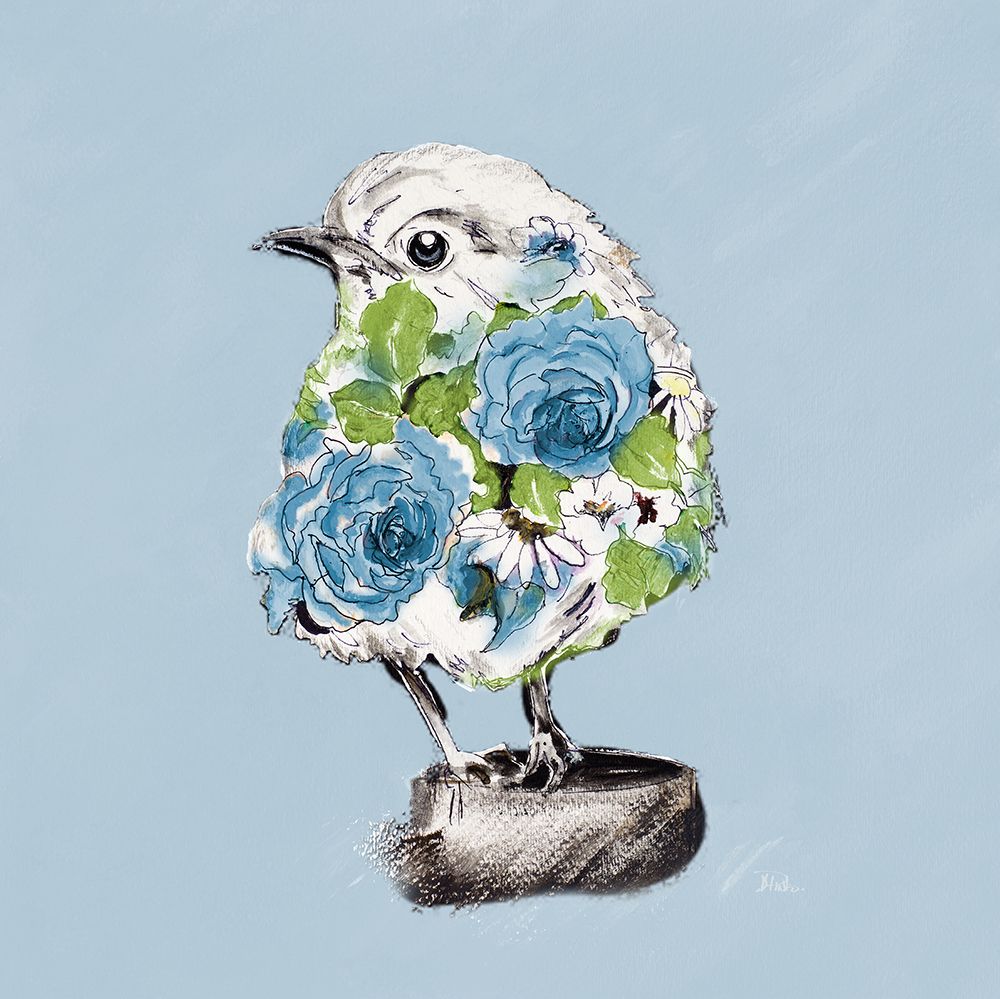 The Blue Floral Bird I art print by Patricia Pinto for $57.95 CAD