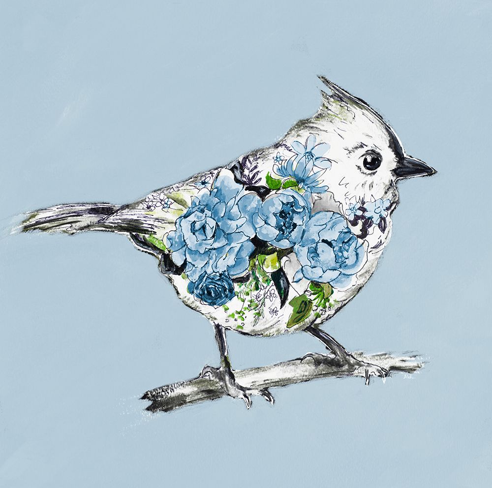 The Blue Floral Bird II art print by Patricia Pinto for $57.95 CAD