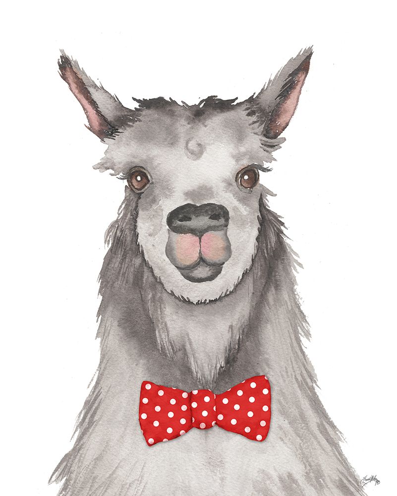 Llama with Red Dot Bow tie art print by Elizabeth Medley for $57.95 CAD