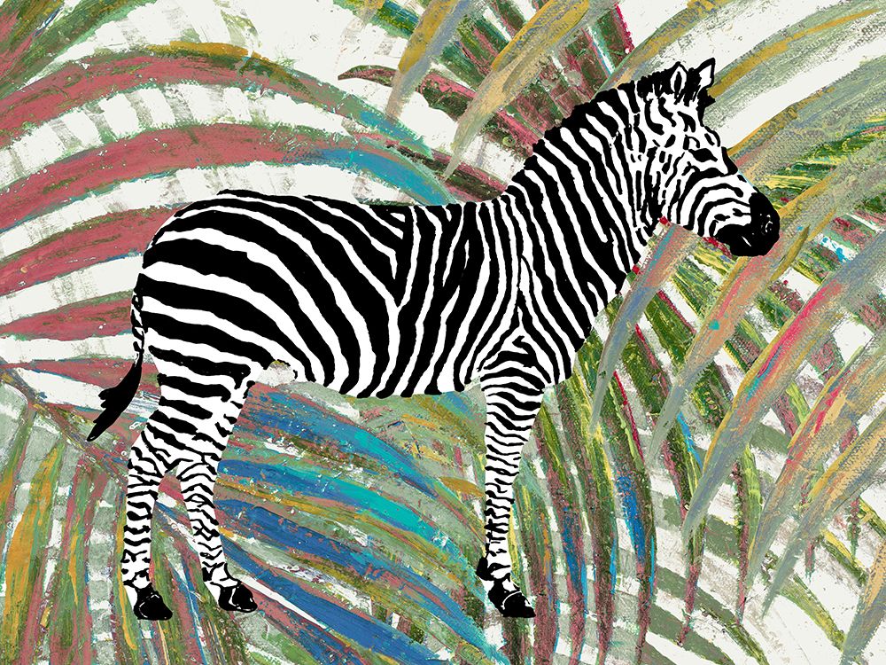 Zebra on Multicolored Leaves art print by Patricia Pinto for $57.95 CAD