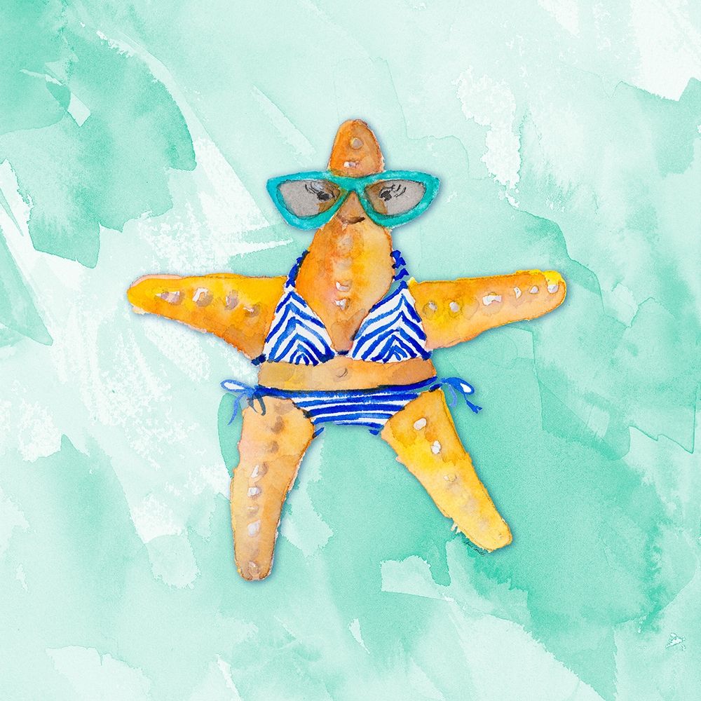 Blue Bikini Starfish on Watercolor art print by Lanie Loreth for $57.95 CAD