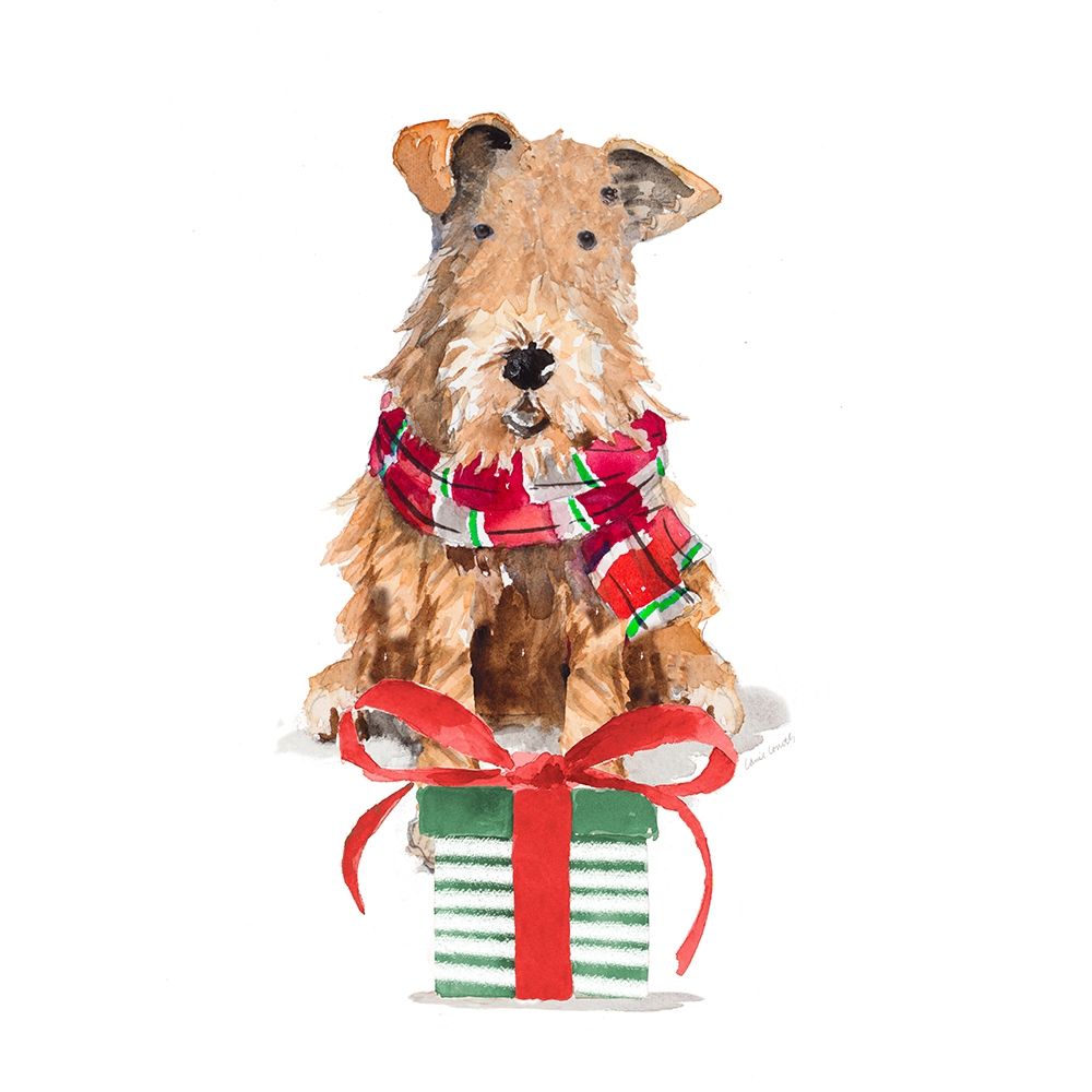 Christmas Airedale Terrier art print by Lanie Loreth for $57.95 CAD