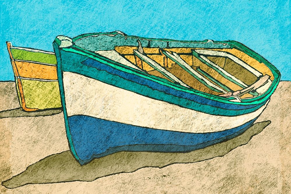 Blue Rowboat art print by Ynon Mabat for $57.95 CAD