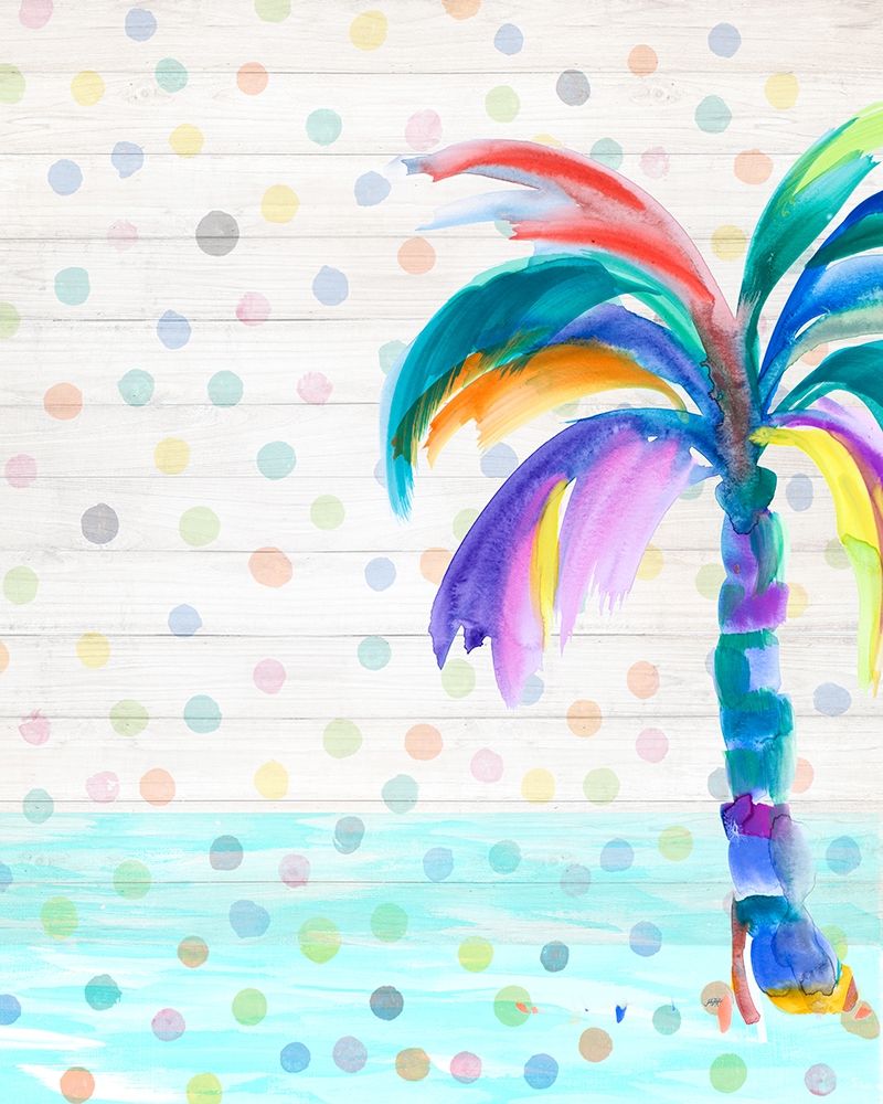 Funky Palm on Dots I art print by Julie DeRice for $57.95 CAD