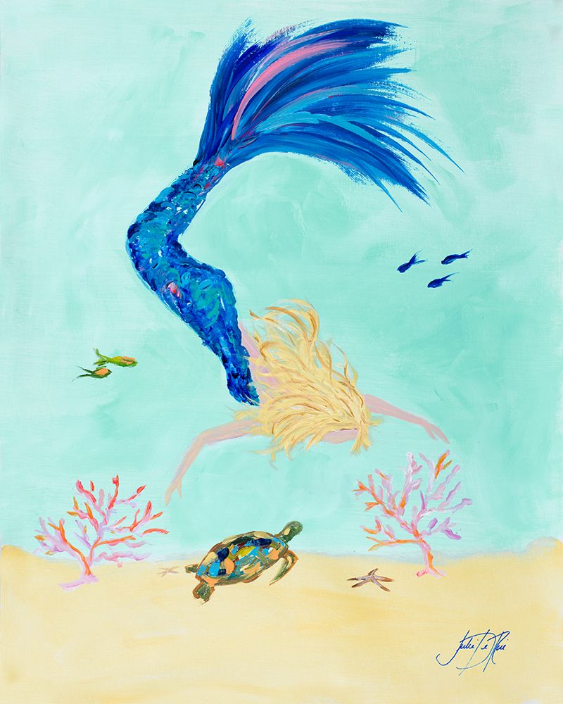 Mermaid and Sea Turtle I art print by Julie DeRice for $57.95 CAD