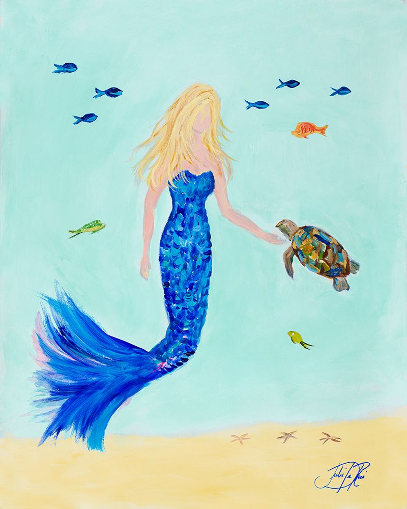 Mermaid and Sea Turtle II art print by Julie DeRice for $57.95 CAD