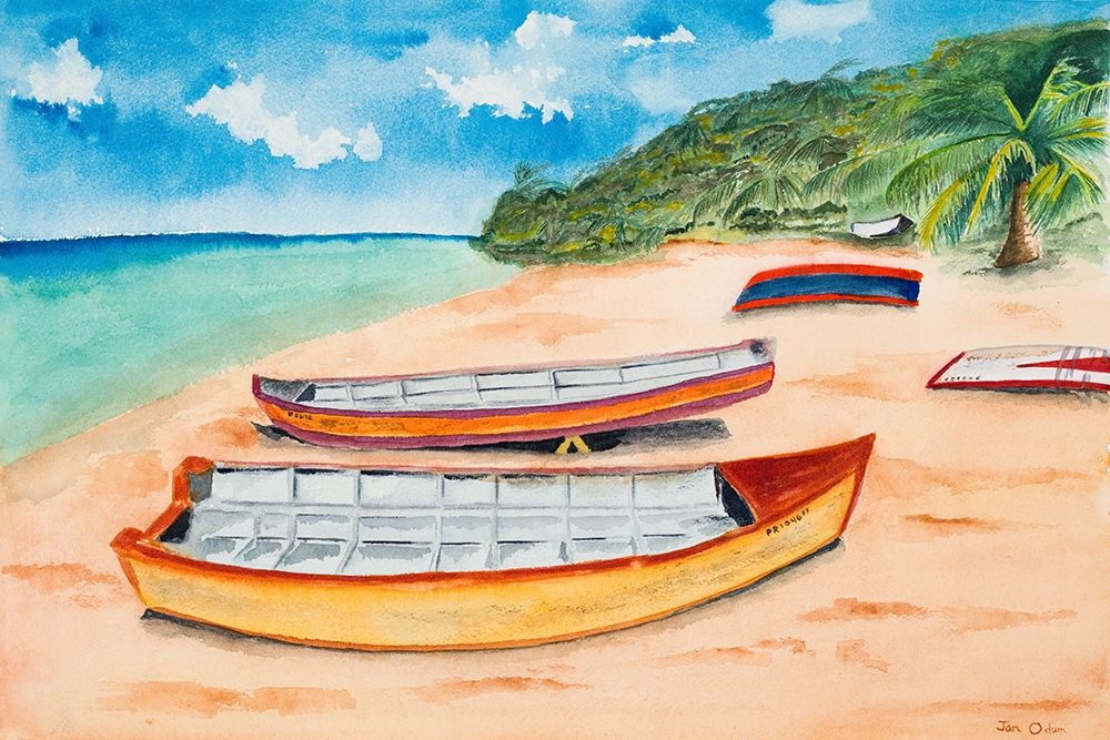 Canoes on the Beach art print by Jan Odum for $57.95 CAD