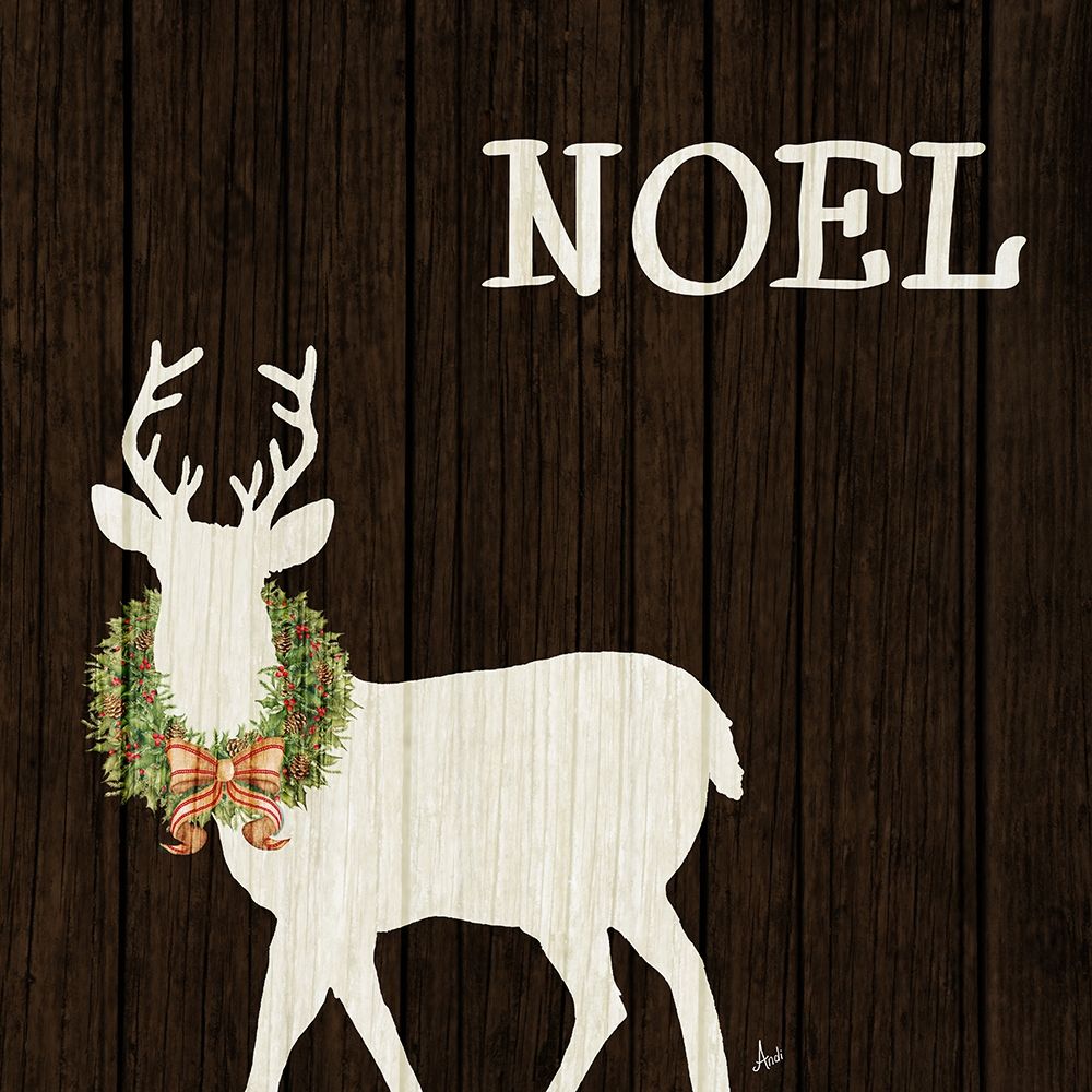 Wooden Deer with Wreath I art print by Andi Metz for $57.95 CAD