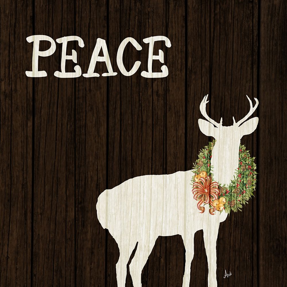 Wooden Deer with Wreath II art print by Andi Metz for $57.95 CAD