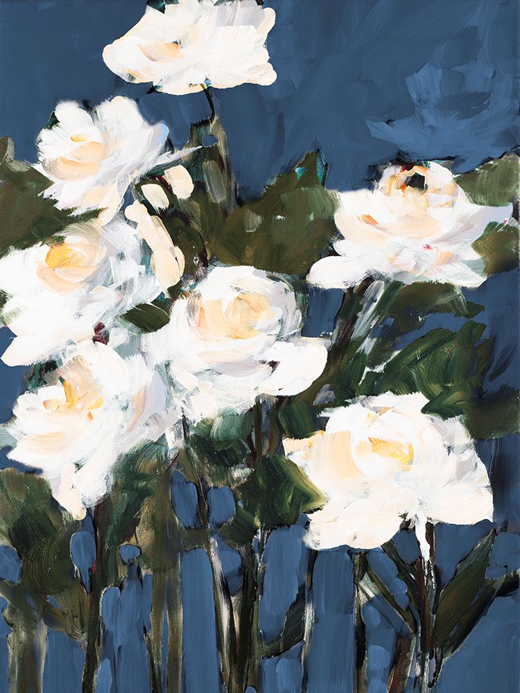 White Roses On Blue art print by Jane Slivka for $57.95 CAD