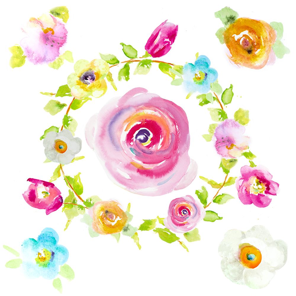 Rosy Floral Wreath art print by Patricia Pinto for $57.95 CAD