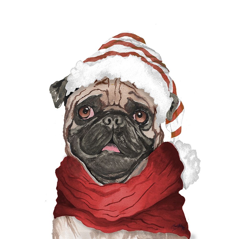 Holiday Pug art print by Elizabeth Medley for $57.95 CAD