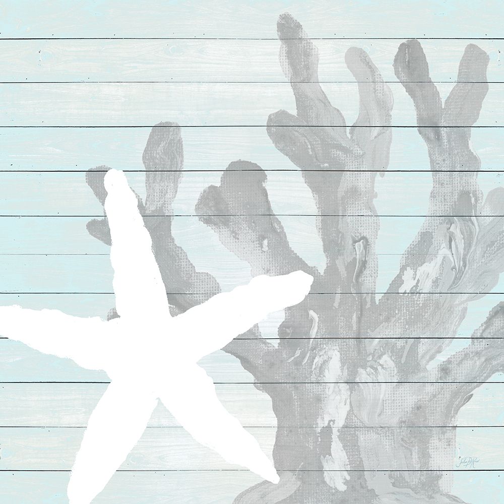 Starfish on Blue Wood Background art print by Julie DeRice for $57.95 CAD