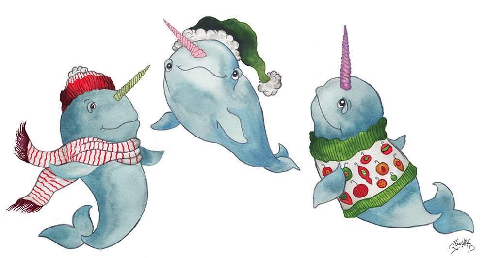 Christmas Narwhals art print by Elizabeth Medley for $57.95 CAD