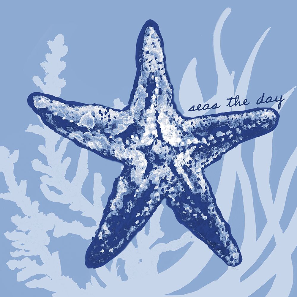Blue on Blue Starfish art print by Janice Gaynor for $57.95 CAD