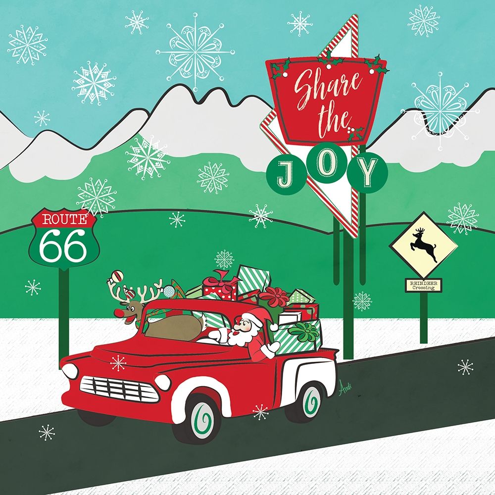 Retro Santa Driving I art print by Andi Metz for $57.95 CAD