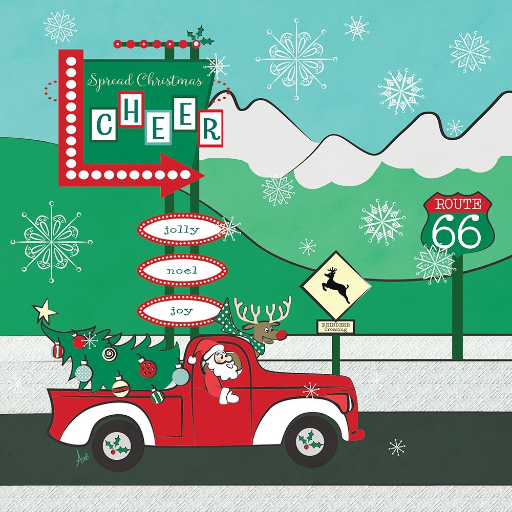 Retro Santa Driving II art print by Andi Metz for $57.95 CAD